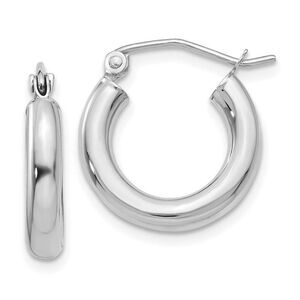 3mm x 15mm 14k White Gold Classic Round Hoop Earrings
